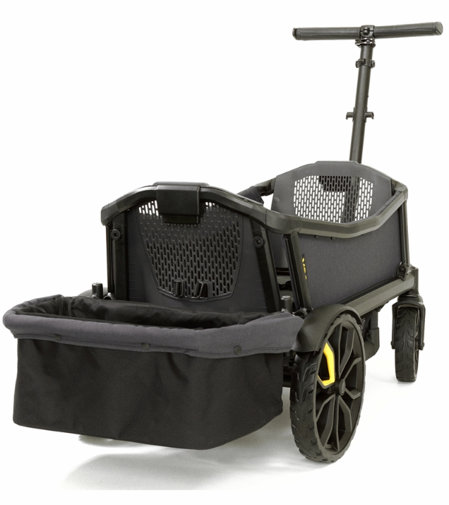 Veer Cruiser (2 Seater) Stroller Wagon + Canopy + Basket Bundle - Grey / Grey - Traveling Tikes 