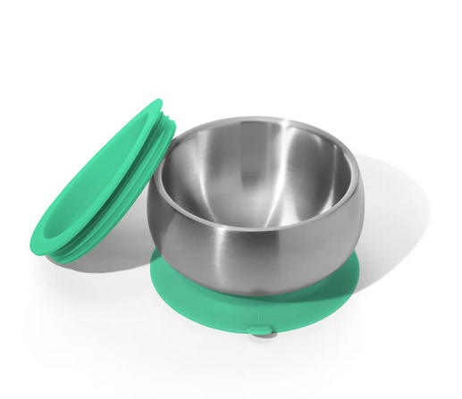 Avanchy Stainless Steel Suction Baby Bowl + Air Tight Lid - Green