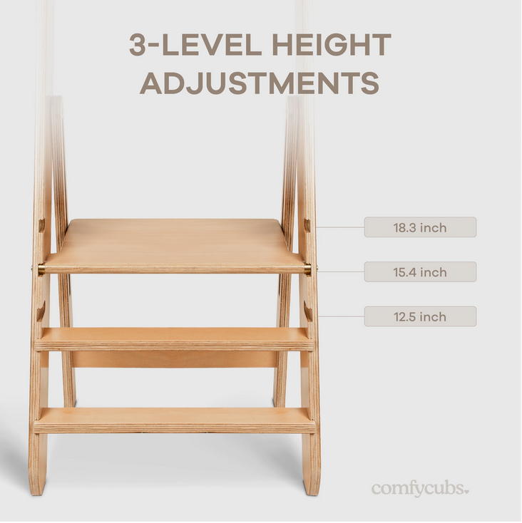 Comfy Kids Kids Step Stool for Ages 3+ in Natural Wood