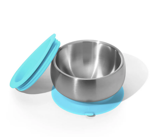 Avanchy Stainless Steel Suction Baby Bowl + Air Tight Lid - Blue
