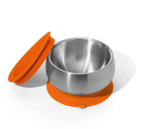 Avanchy Stainless Steel Suction Baby Bowl + Air Tight Lid - Orange