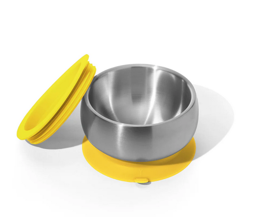 Avanchy Stainless Steel Suction Baby Bowl + Air Tight Lid - Yellow