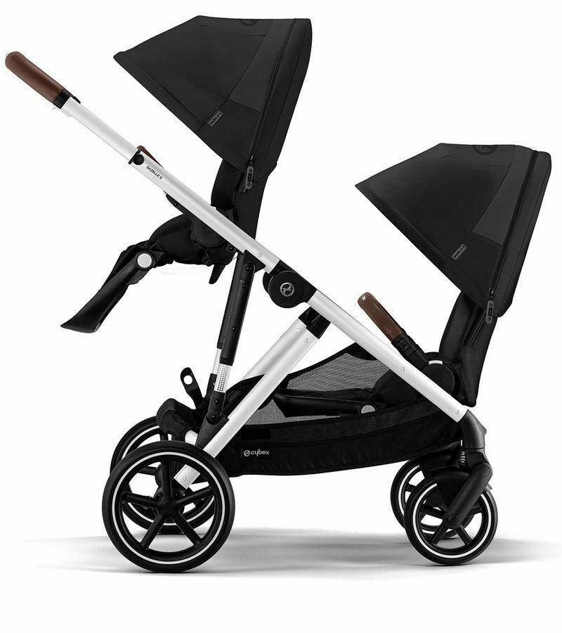 Cybex Gazelle S Double Stroller Bundle - Silver Frame / Ocean Blue
