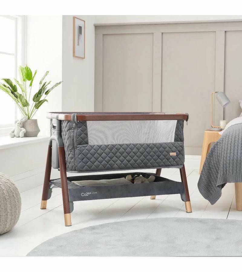 Tutti Bambini CoZee Luxe Bedside Crib - Walnut / Slate