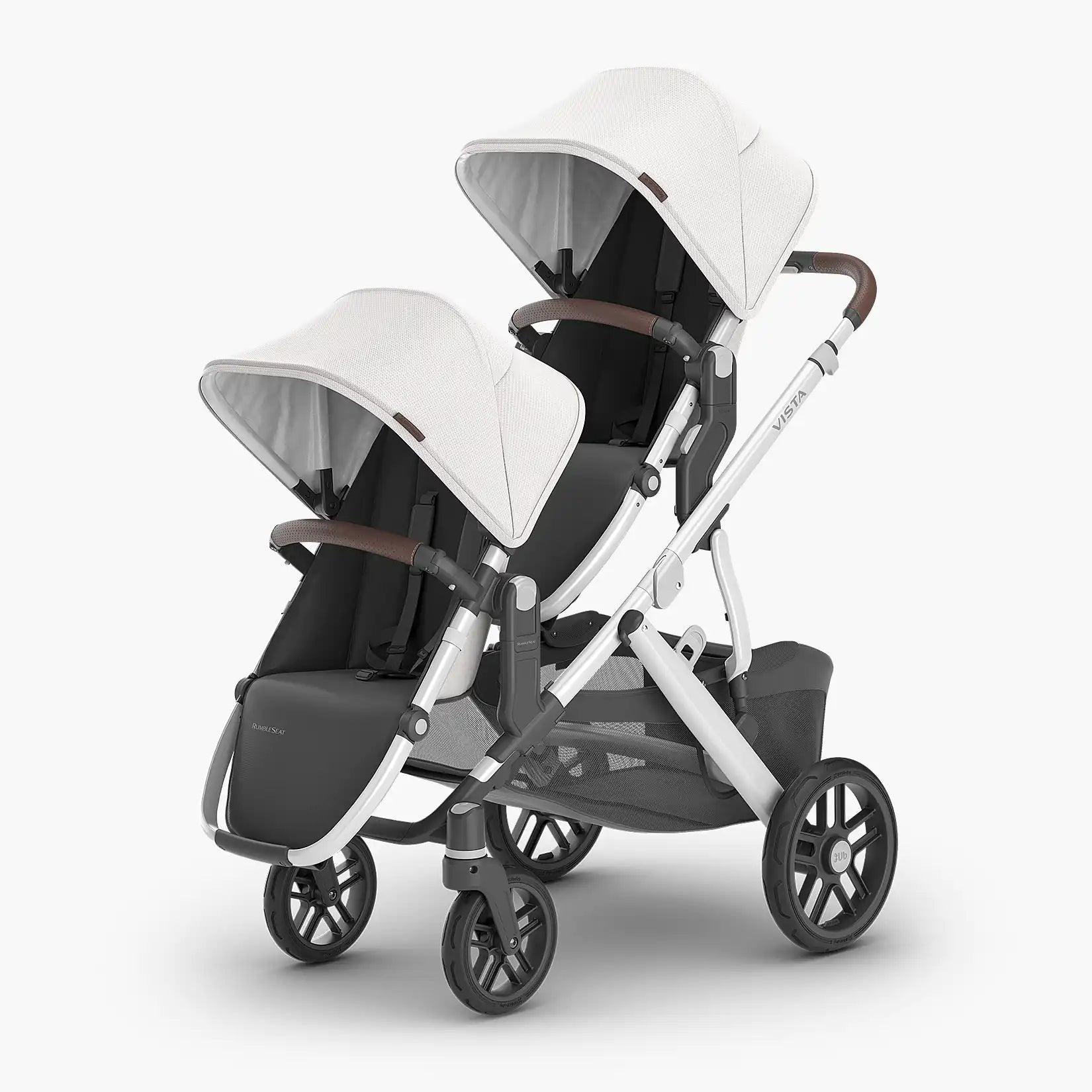 UPPAbaby RumbleSeat V2+ - Bryce (White Marl / Silver Frame / Chestnut Leather) - Traveling Tikes 