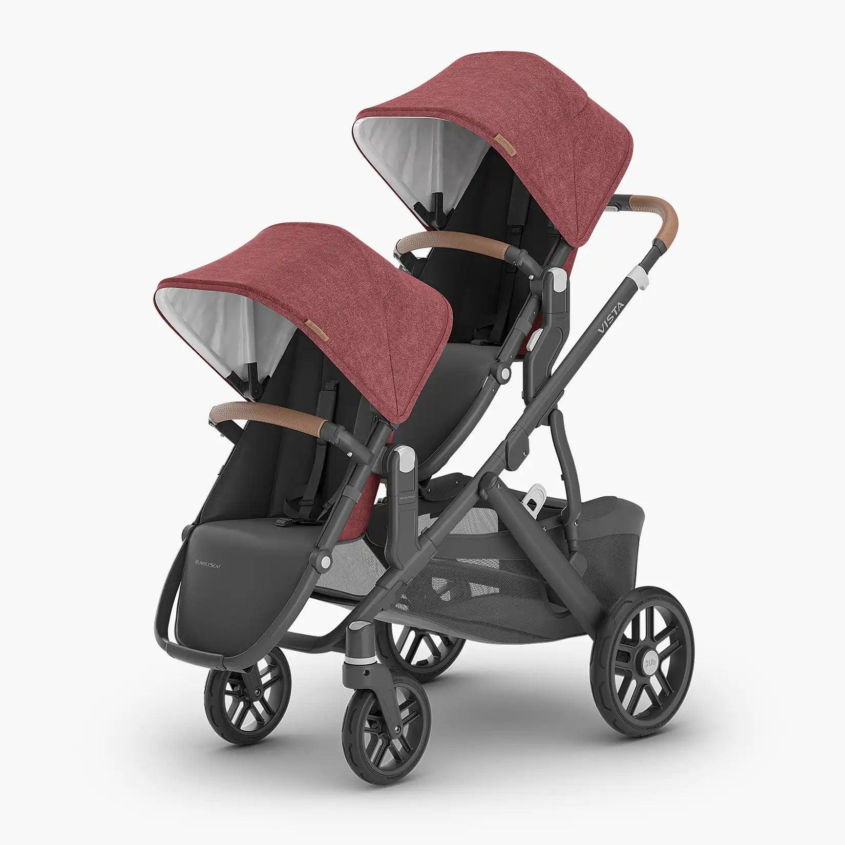 UPPAbaby RumbleSeat V2+ - Lucy (Rosewood Melange / Carbon Frame / Saddle Leather) - Traveling Tikes 