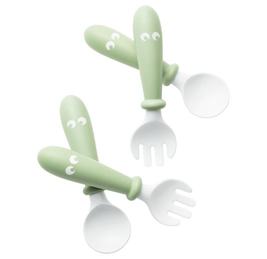 Baby Bjorn Baby Spoon and Fork, 4 pcs - Powder Green - Traveling Tikes 