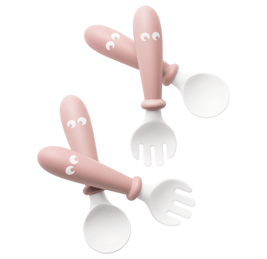 Baby Bjorn Baby Spoon and Fork, 4 pcs - Powder Pink - Traveling Tikes 