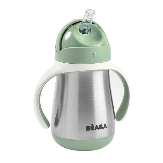 Beaba Stainless Steel Straw Sippy Cup – Sage - Traveling Tikes 