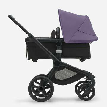 Bugaboo Fox5 Stroller - Astro Purple Sun Canopy, Midnight Black Fabrics, Black Chassis - Traveling Tikes 