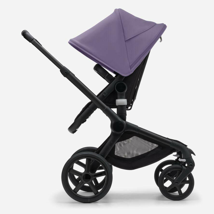 Bugaboo Fox5 Stroller - Astro Purple Sun Canopy, Midnight Black Fabrics, Black Chassis - Traveling Tikes 