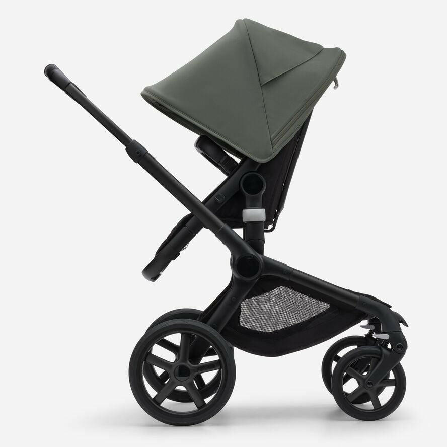 Bugaboo Fox5 Stroller - Forest Green Sun Canopy, Midnight Black Fabrics, Black Chassis - Traveling Tikes 