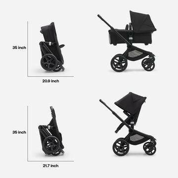 Bugaboo Fox5 Stroller - Midnight Black/Sun Canopy, Midnight Black Fabrics, Black Chassis - Traveling Tikes 