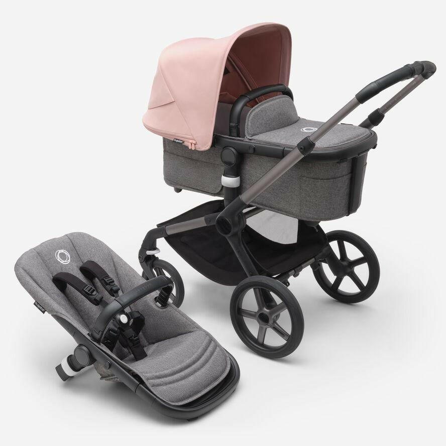 Bugaboo Fox5 Stroller - Morning Pink Sun Canopy, Grey Mélange Fabrics,