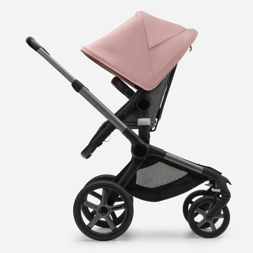 Bugaboo Fox5 Stroller - Morning Pink Sun Canopy, Grey Mélange Fabrics, Graphite Chassis - Traveling Tikes 