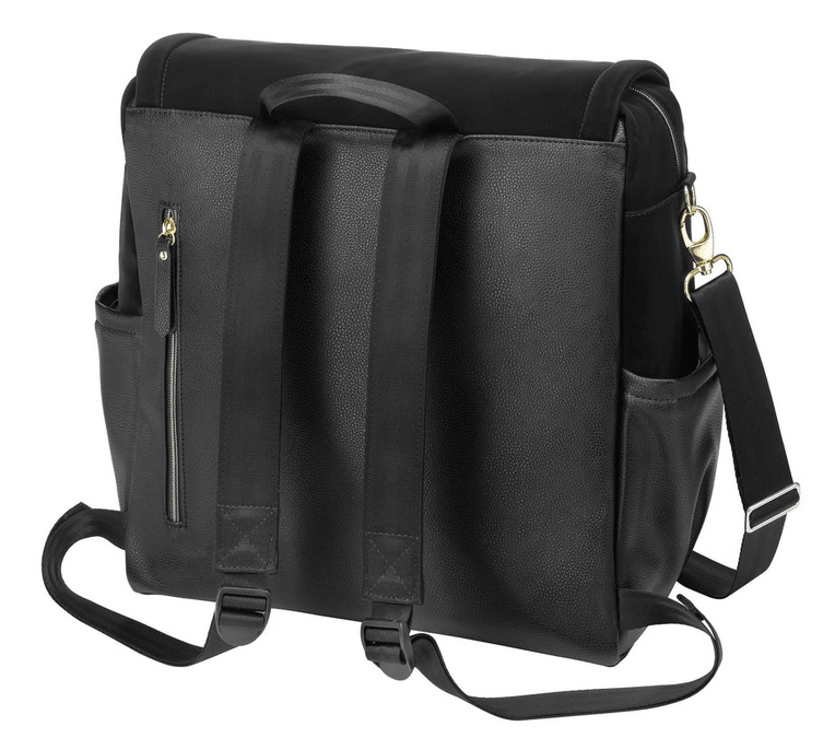 Petunia Pickle Bottom Boxy Backpack - Black Matte Leatherette - Traveling Tikes 