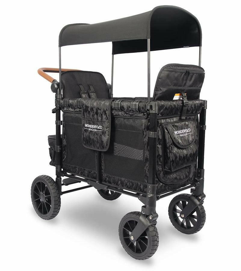 Wonderfold W2 Luxe (W2S 2.0) Multifunctional Double (2 seater) Stroller Wagon - Elite Black Camo - Traveling Tikes 