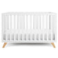 Comfy Cubs Baby Crib for 0 to 3 Years - White Bars and Frame and Natural Wood Leg