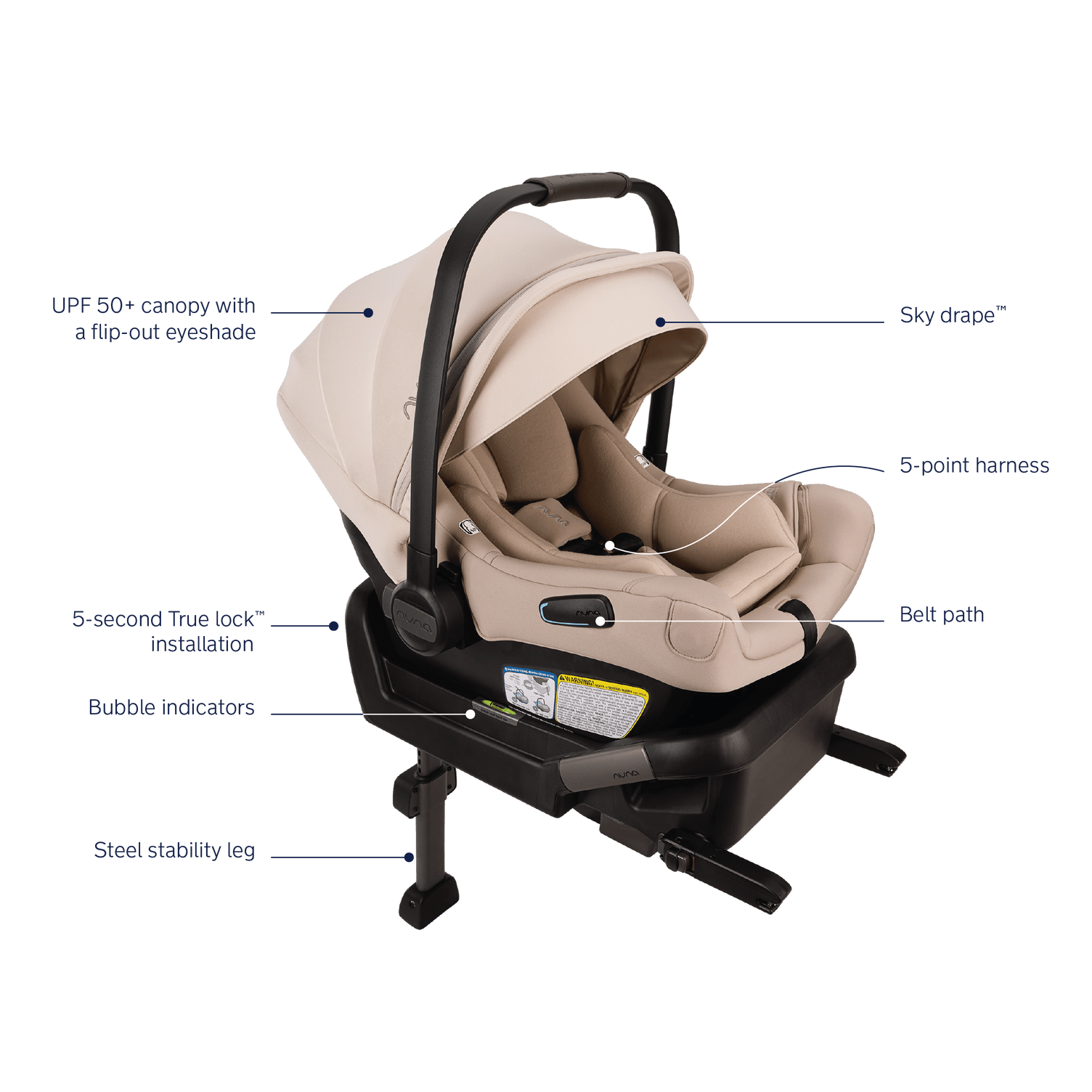 Nuna PIPA Aire Infant Car Seat + Pipa Series Base - Biscotti