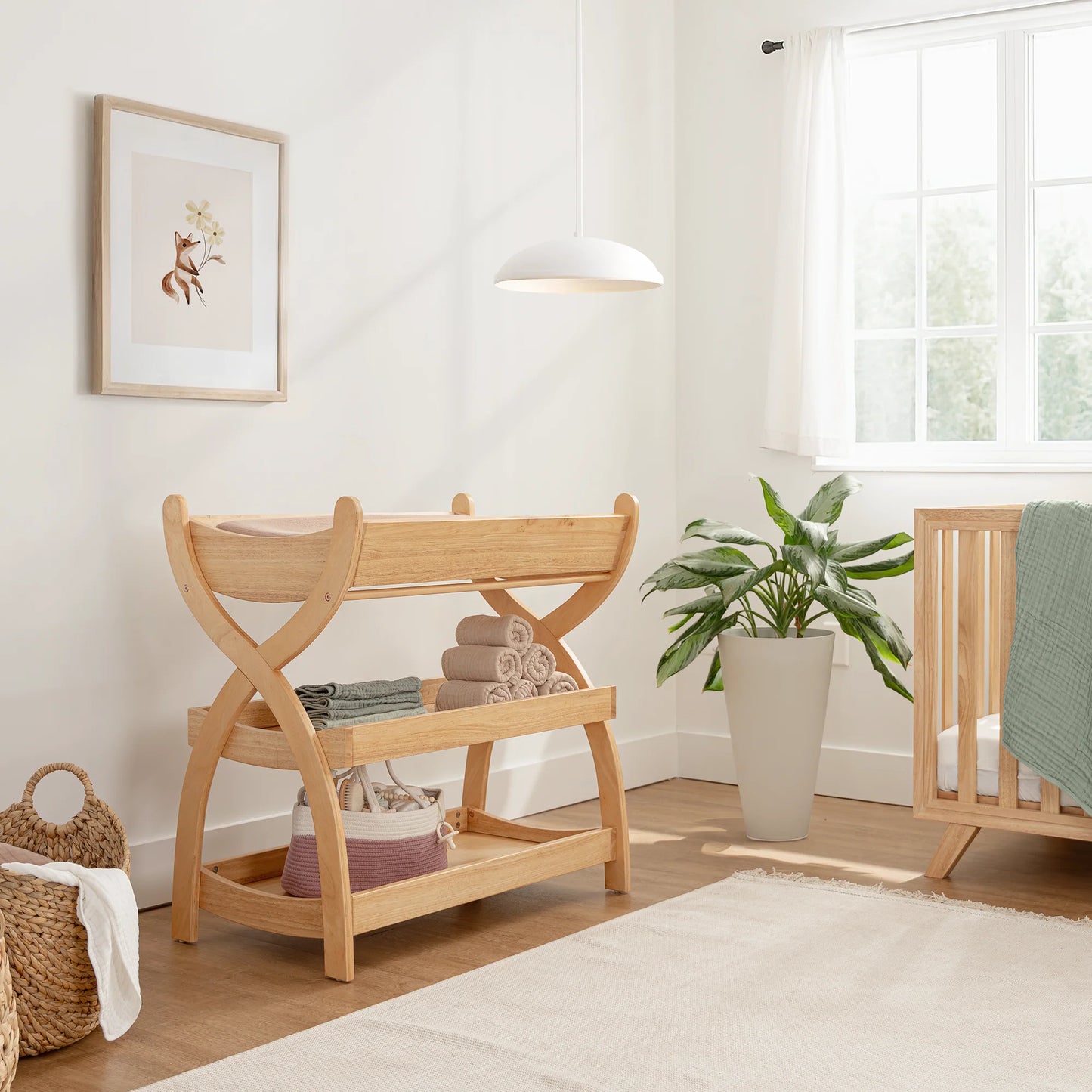 Baby Changing Table by Comfy Cubs - Natural Wood Changing Table