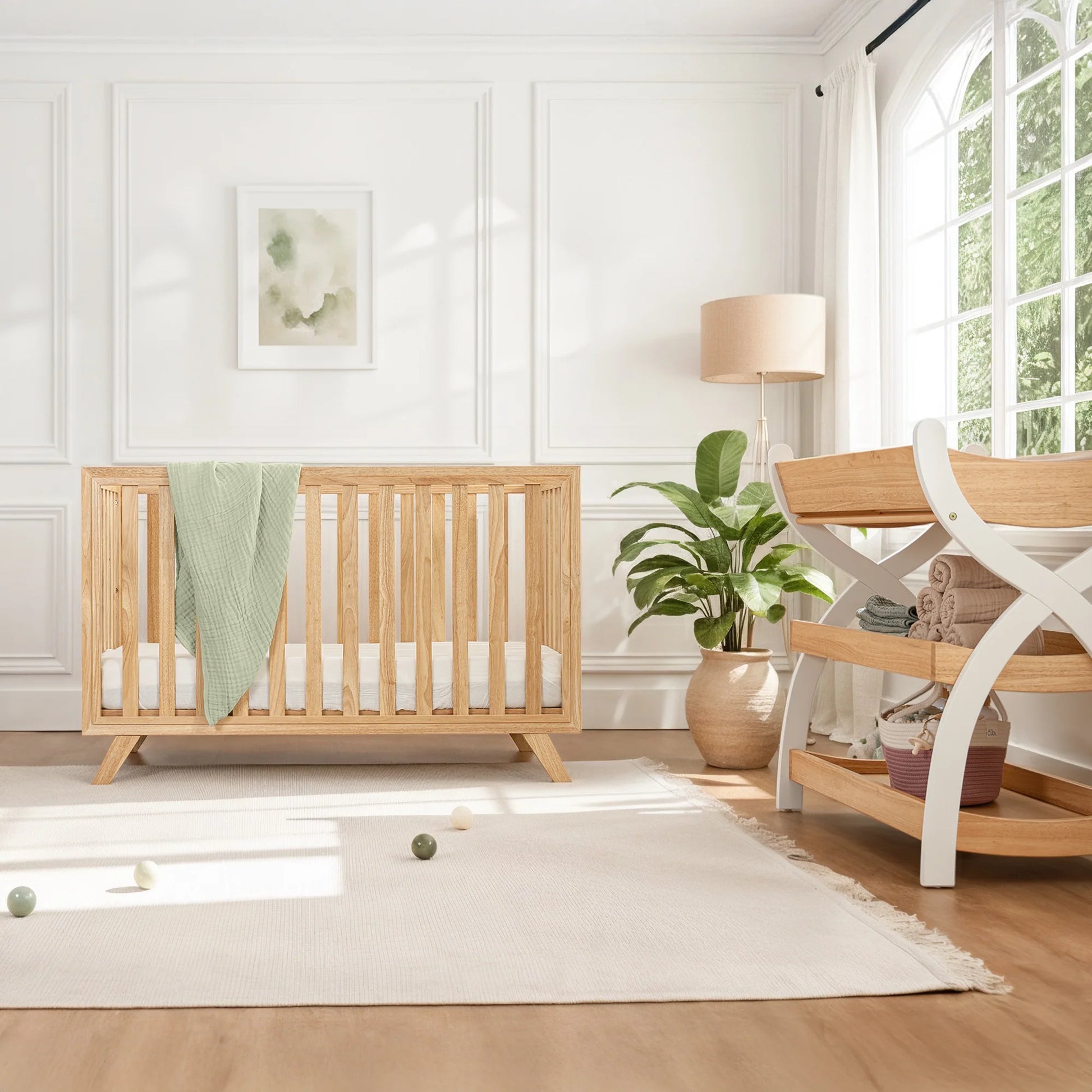 Comfy Cubs Baby Crib for 0 to 3 Years - Natural Wood