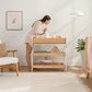 Baby Changing Table by Comfy Cubs - Natural Wood With White Legs