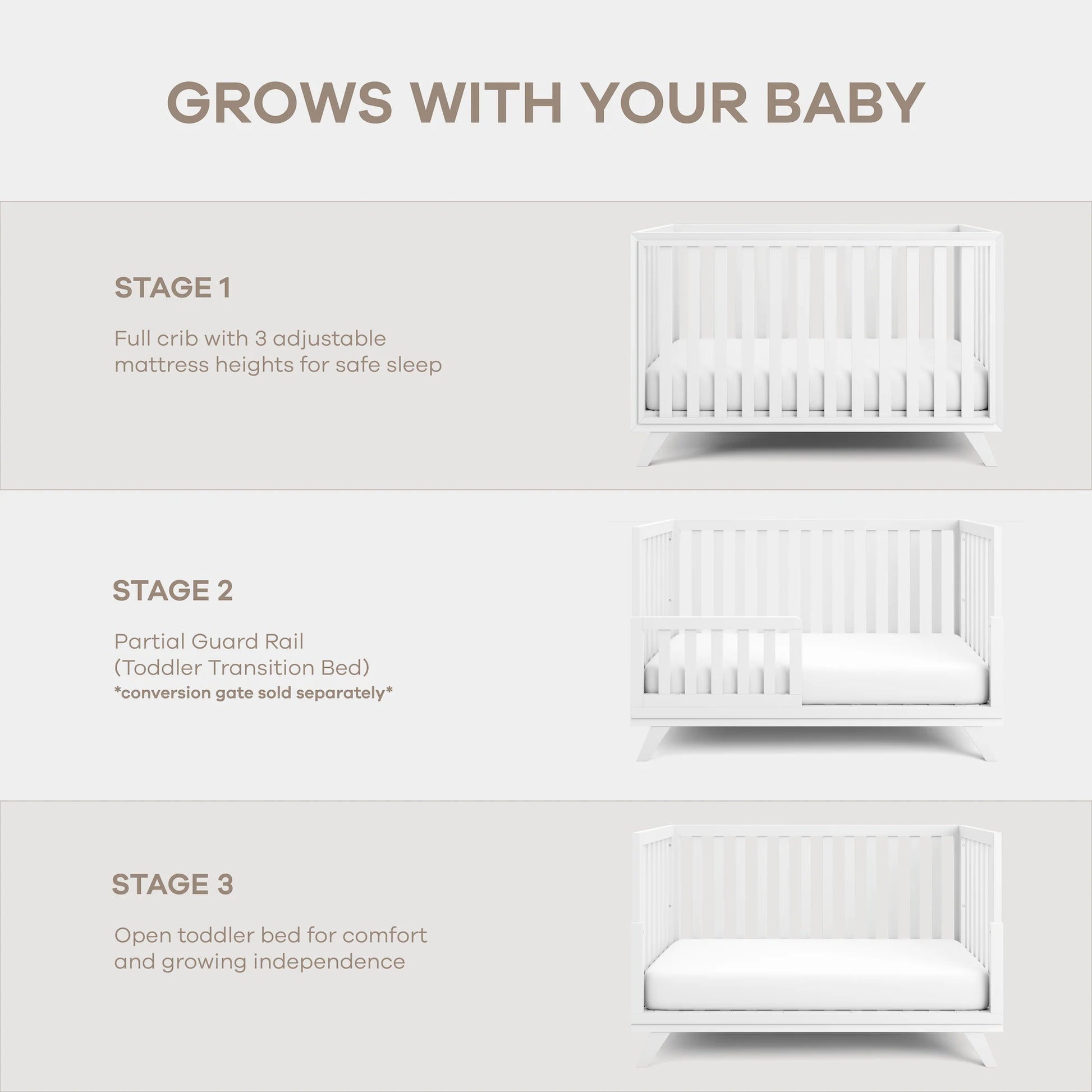 Comfy Cubs Baby Crib for 0 to 3 Years - All White