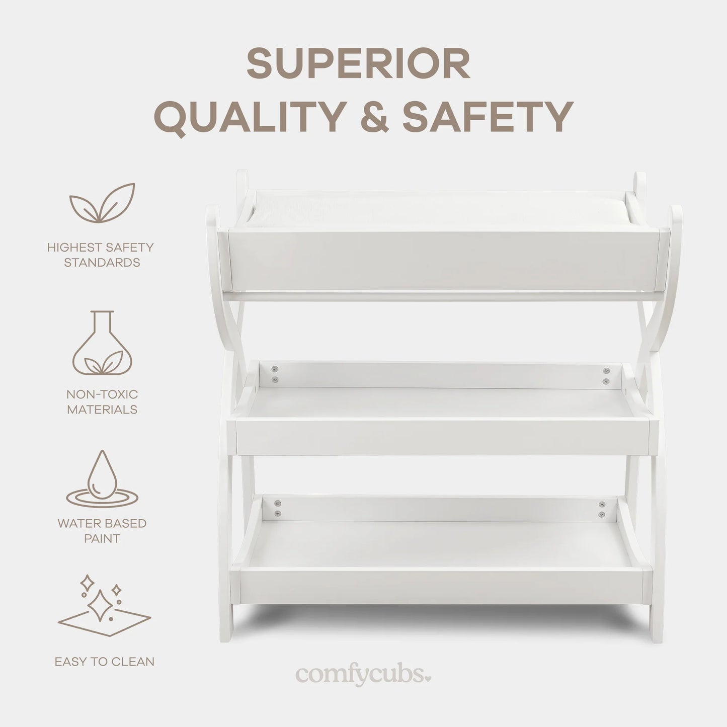 Baby Changing Table by Comfy Cubs - White Changing Table