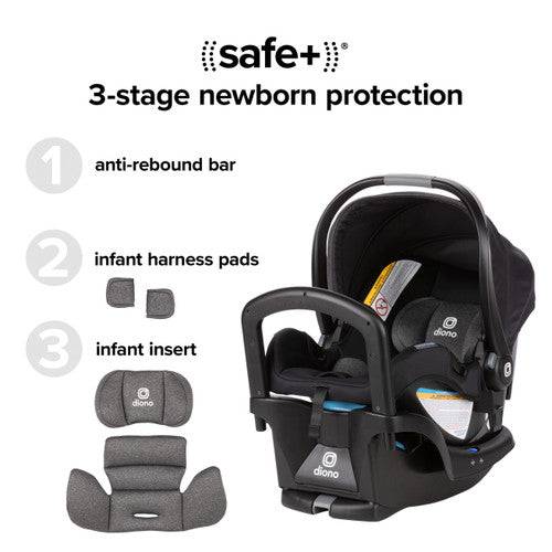 Diono Quantum 4 3-in-1 Travel System with LiteClik®30 R SafePlus® Infant Car Seat - Black Jet