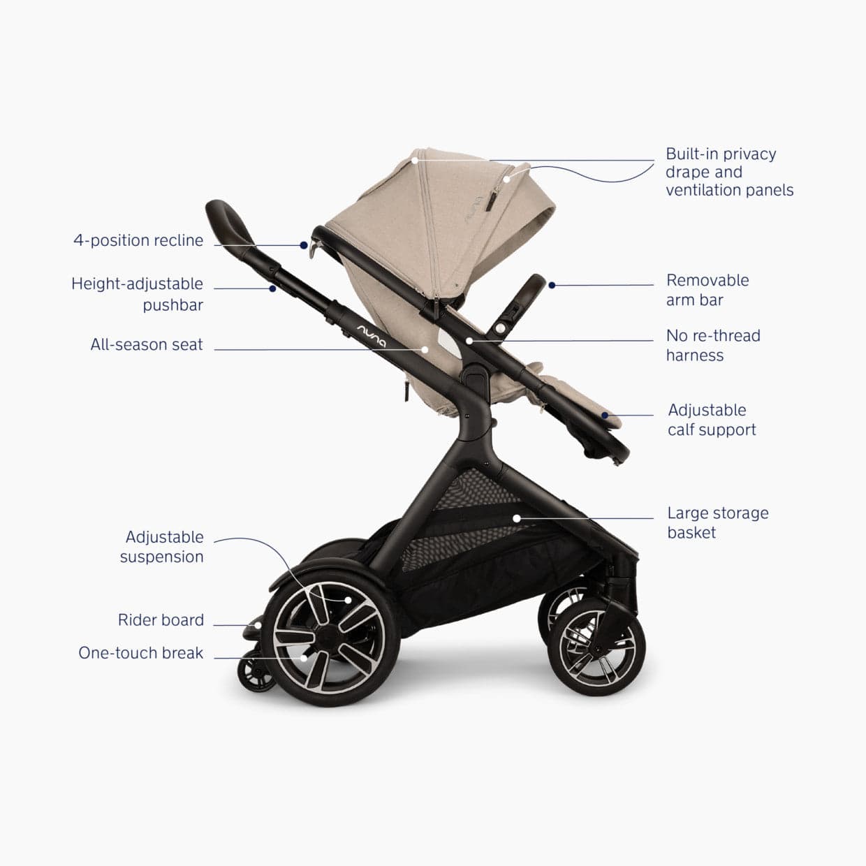 Nuna Demi Next Stroller + Rider Board - Biscotti