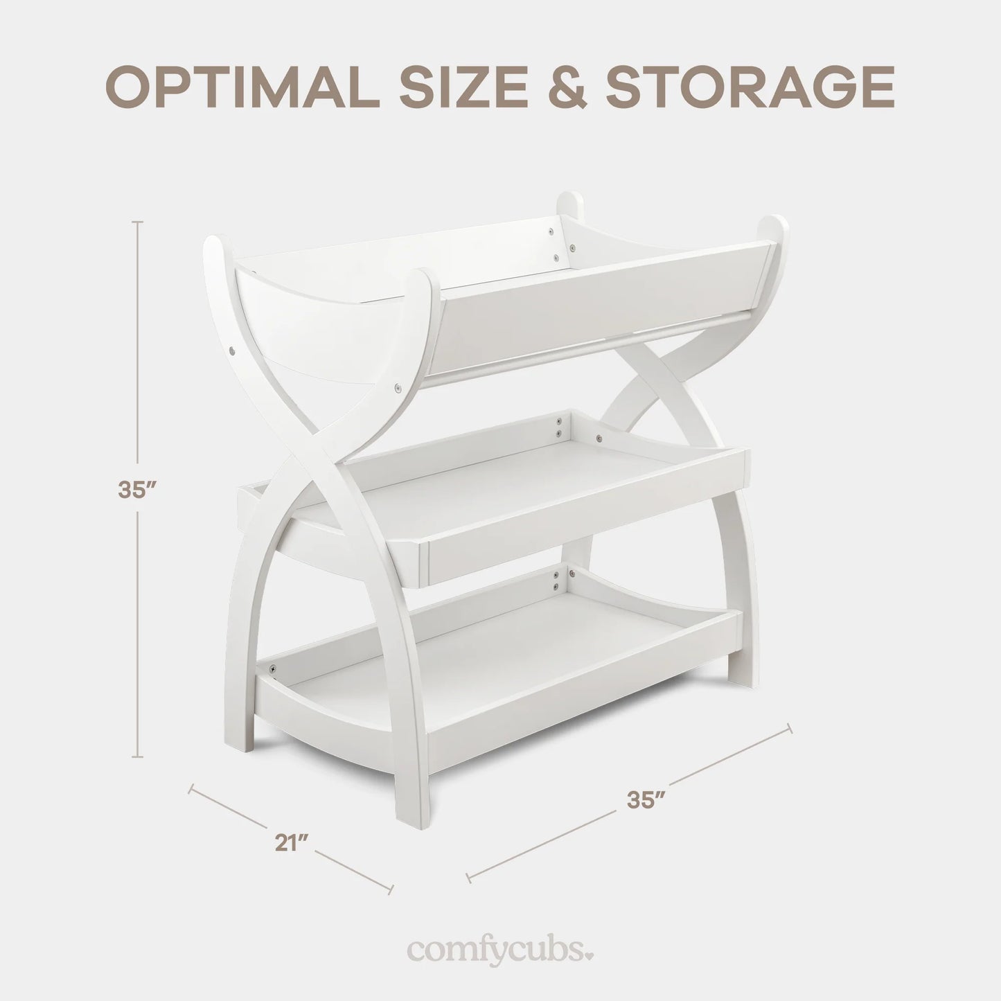 Baby Changing Table by Comfy Cubs - White Changing Table
