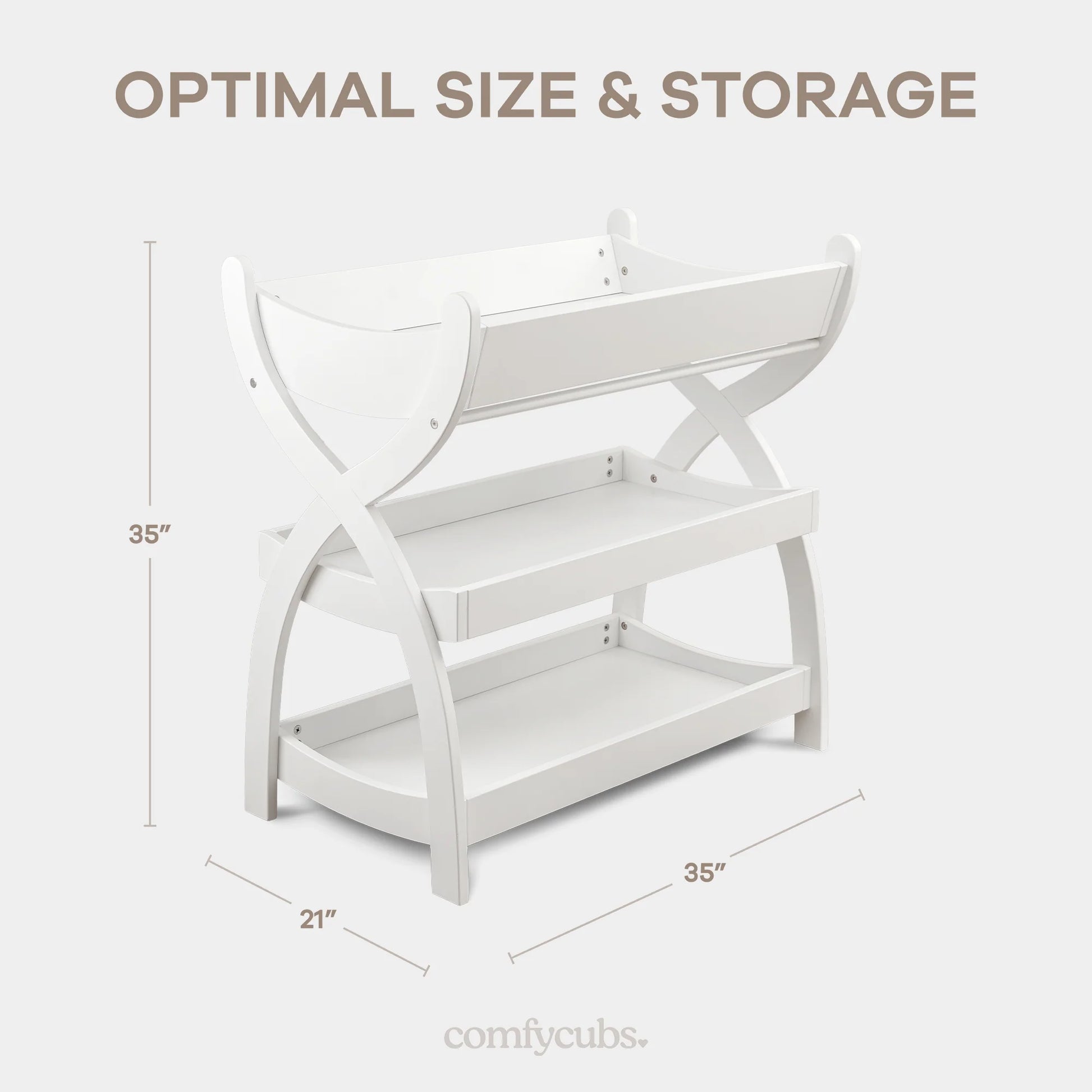 Baby Changing Table by Comfy Cubs - White Changing Table