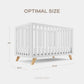 Comfy Cubs Baby Crib for 0 to 3 Years - White Bars and Frame and Natural Wood Leg