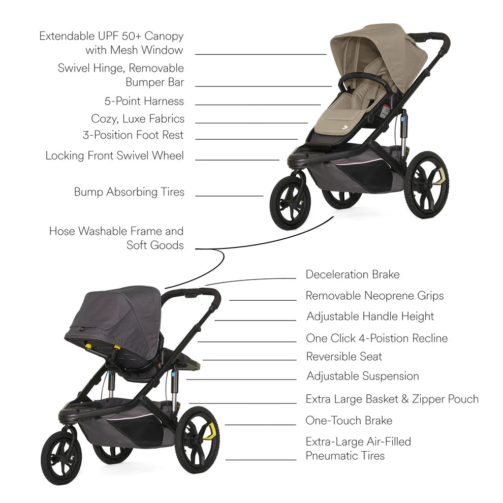 Veer Switch&Jog Luxe Stroller Bundle with Neoprene Kit - Brown Mica