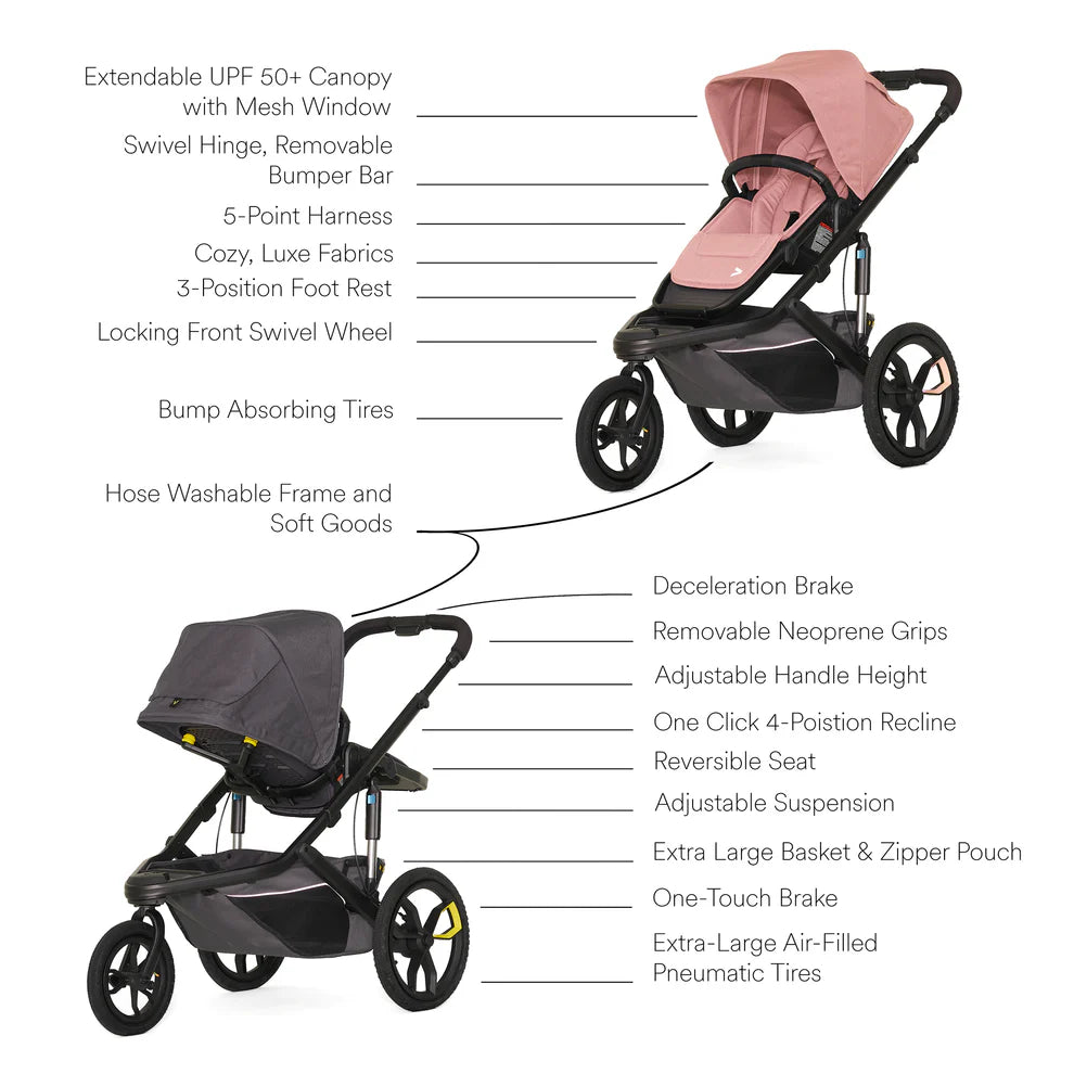 Veer Switch&Jog Luxe Stroller Bundle with Neoprene Kit - Rose Quartz
