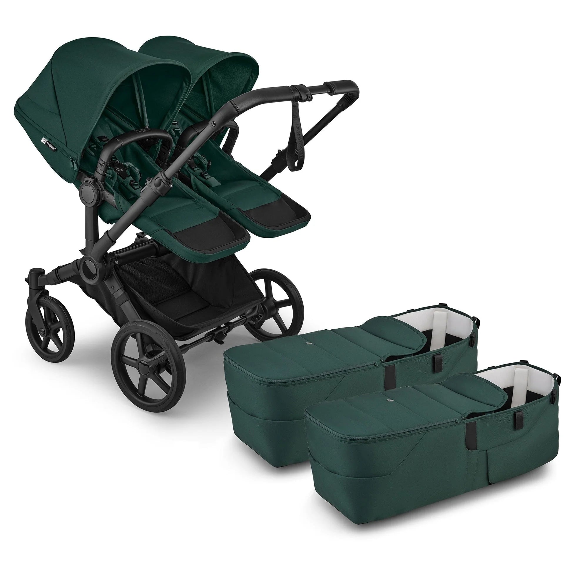 Bugaboo Donkey 6 Twin Complete Stroller Bundle - Black / Fern Green / Fern Green D6-TWIN-100370033