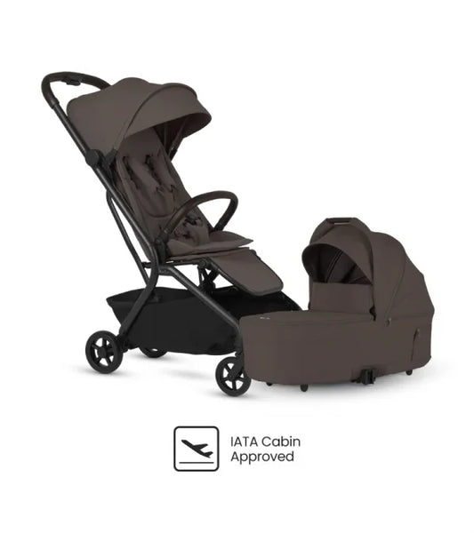 Silver Cross Nia Compact Travel Stroller + Bassinet Bundle - Chocolate SX2347-CTUC-SX2348-CTUS