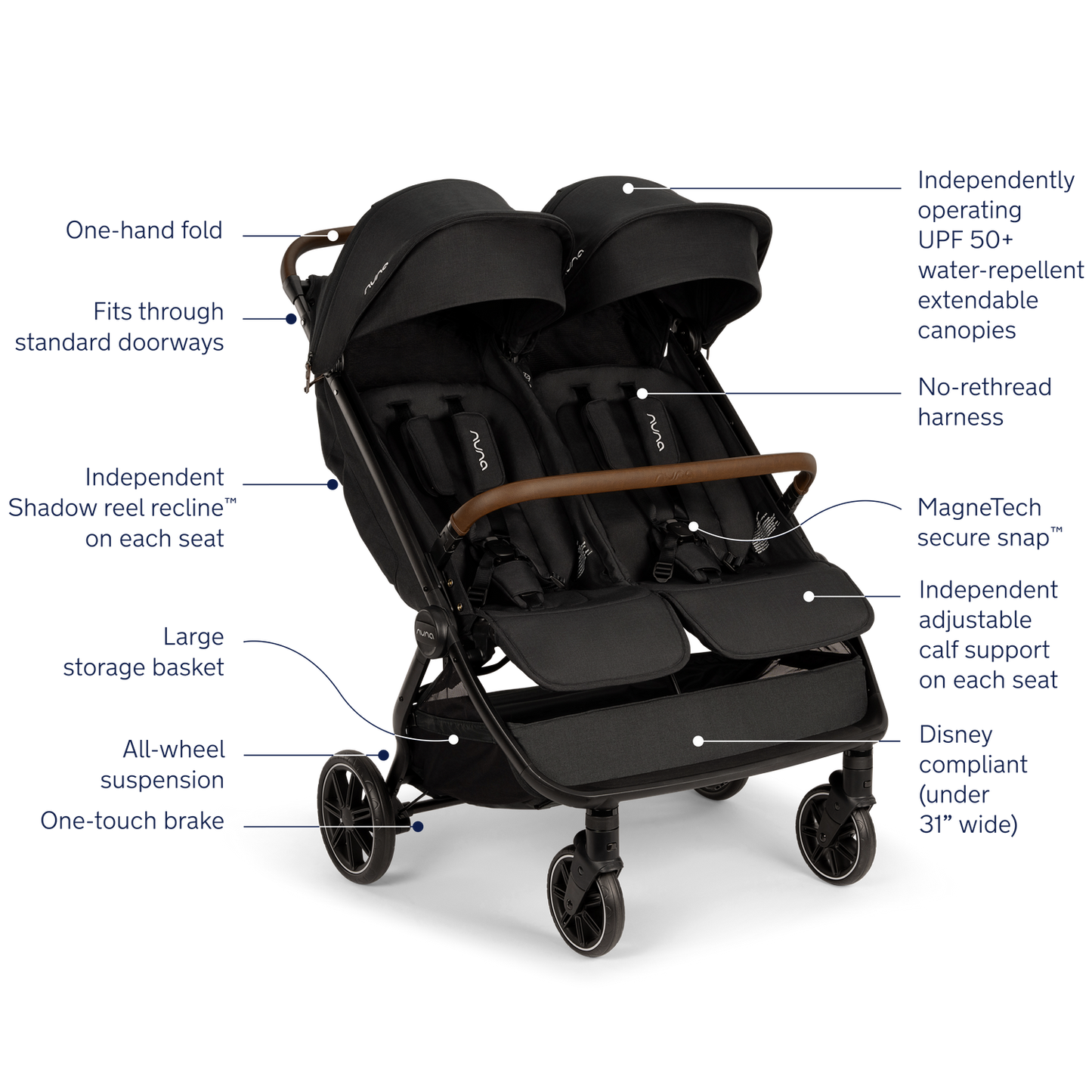 Nuna TRVL Dubl Stroller - Caviar