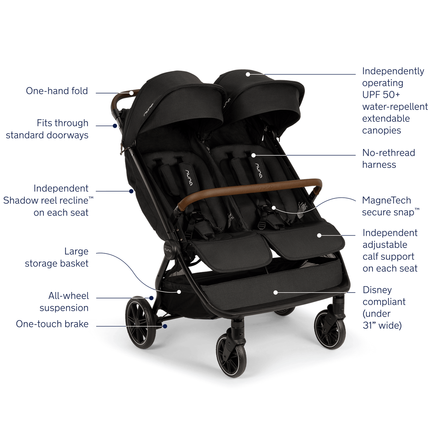 Nuna TRVL Dubl Stroller - Caviar