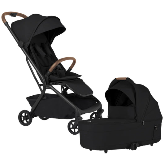 Silver Cross Nia Compact Travel Stroller + Bassinet Bundle - Onyx SX2347-OXUC-SX2348-OXUS