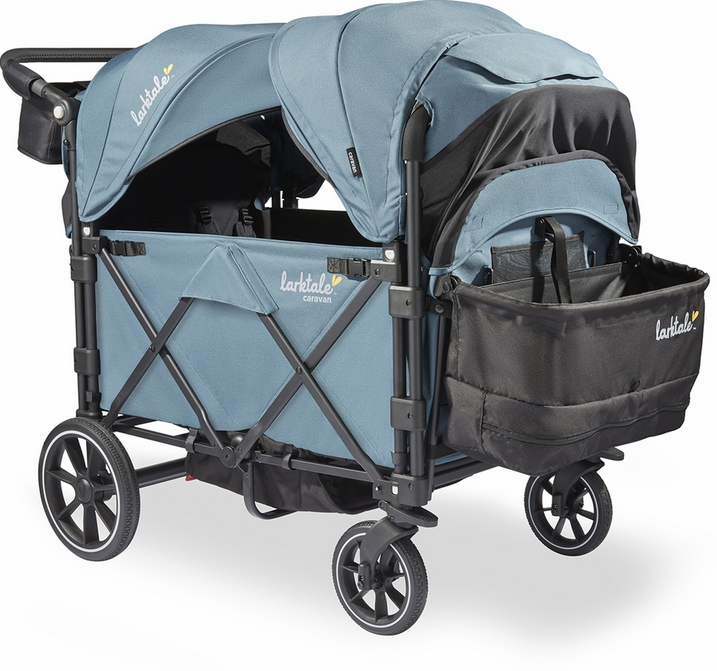 Larktale Caravan Quad (4 Seater) Stroller Wagon - Seaford Blue.