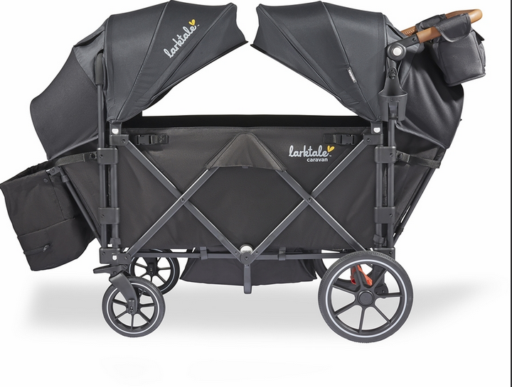 Larktale Caravan Quad (4 Seater) Stroller Wagon - Byron Black.