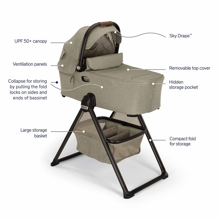 Nuna DEMI Next Bassinet + Stand - Hazelwood