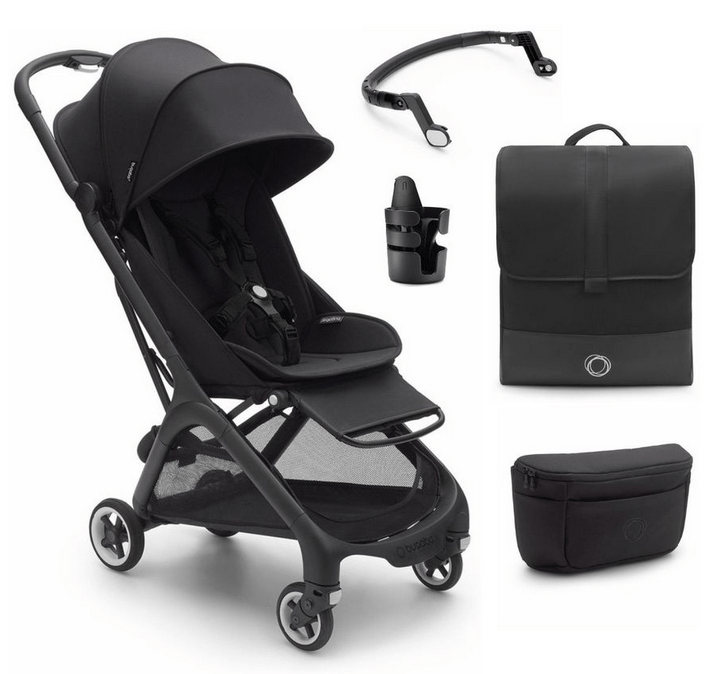 Bugaboo Butterfly Complete Compact Stroller + Essentials Bundle - Black / Midnight Black 100025011-ESSENTIALS