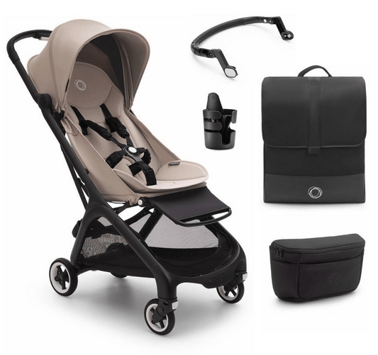 Bugaboo Butterfly Complete Compact Stroller + Essentials Bundle - Black / Desert Taupe 100025034-ESSENTIALS