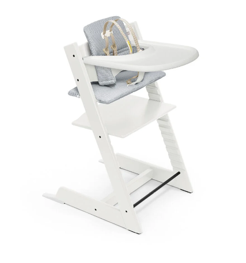 Stokke Tripp Trapp Complete White with Nordic Blue Cushion + Tray