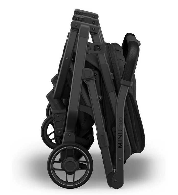 UPPAbaby Minu Duo Stroller - Jake - Charcoal | Carbon Frame | Black Leather