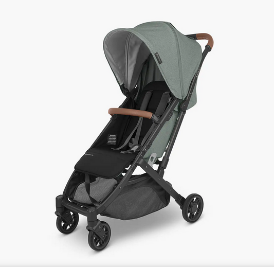 UPPAbaby MINU V2 Compact Stroller - Gwen (Green Melange / Carbon / Saddle Leather) 0802-MIN-US-GWN