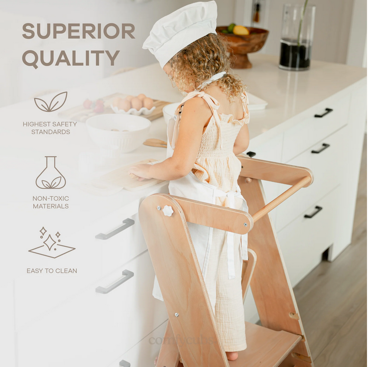 Comfy Kids Kids Step Stool for Ages 3+ in Natural Wood