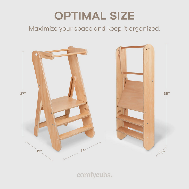 Comfy Kids Kids Step Stool for Ages 3+ in Natural Wood